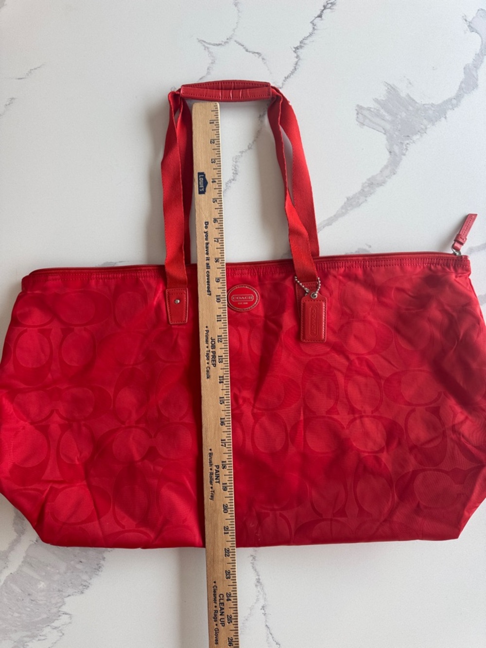 COACH Packable Weekender Tote red/orange overnight 77321 Signature Nylon C bag - Picture 8 of 11